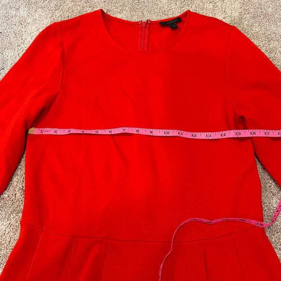 J Crew Women's Longsleeve Dress Bright Red Knee Length Size 12 - Picture 9 of 10